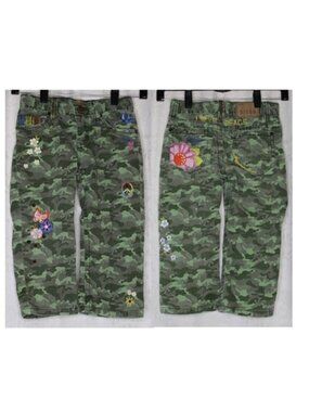 Est.1989 Camo Embroidered Girls Jeans Capri Size 6X/7 Adjustable Love Bird Heart